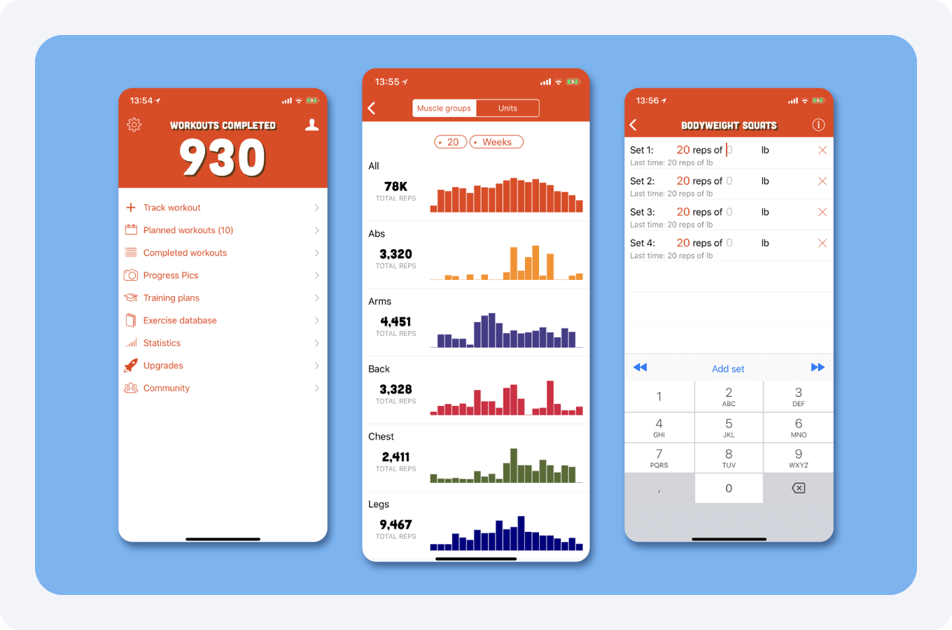 Screenshot of the Gym Hero app